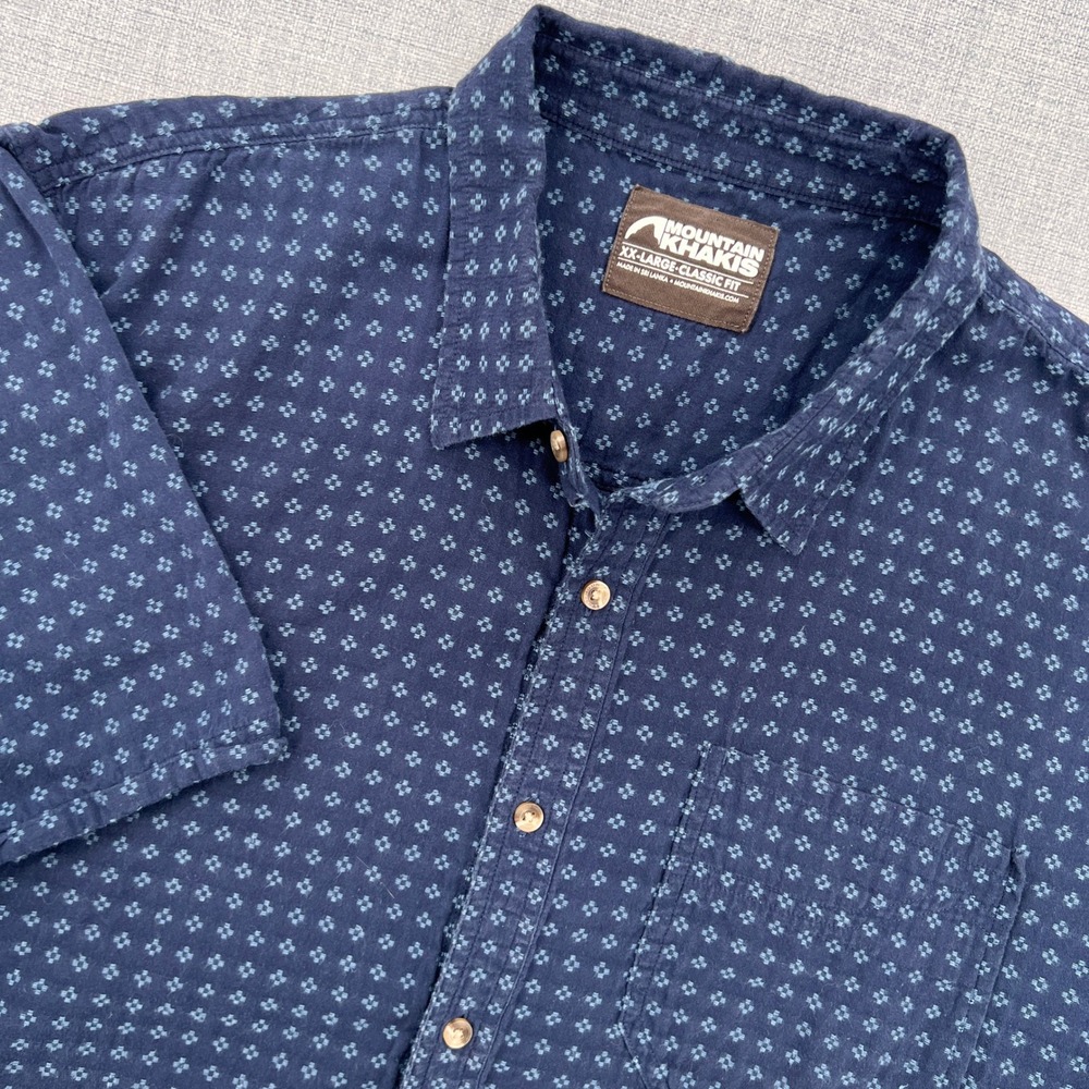 Mountain Khakis Roane Dobby Shirt Men XXL Navy Cotton Outdoor Button Up Hiking